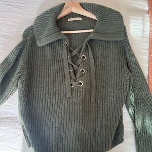 Sezane Forest Green Cowl Neck Sweater